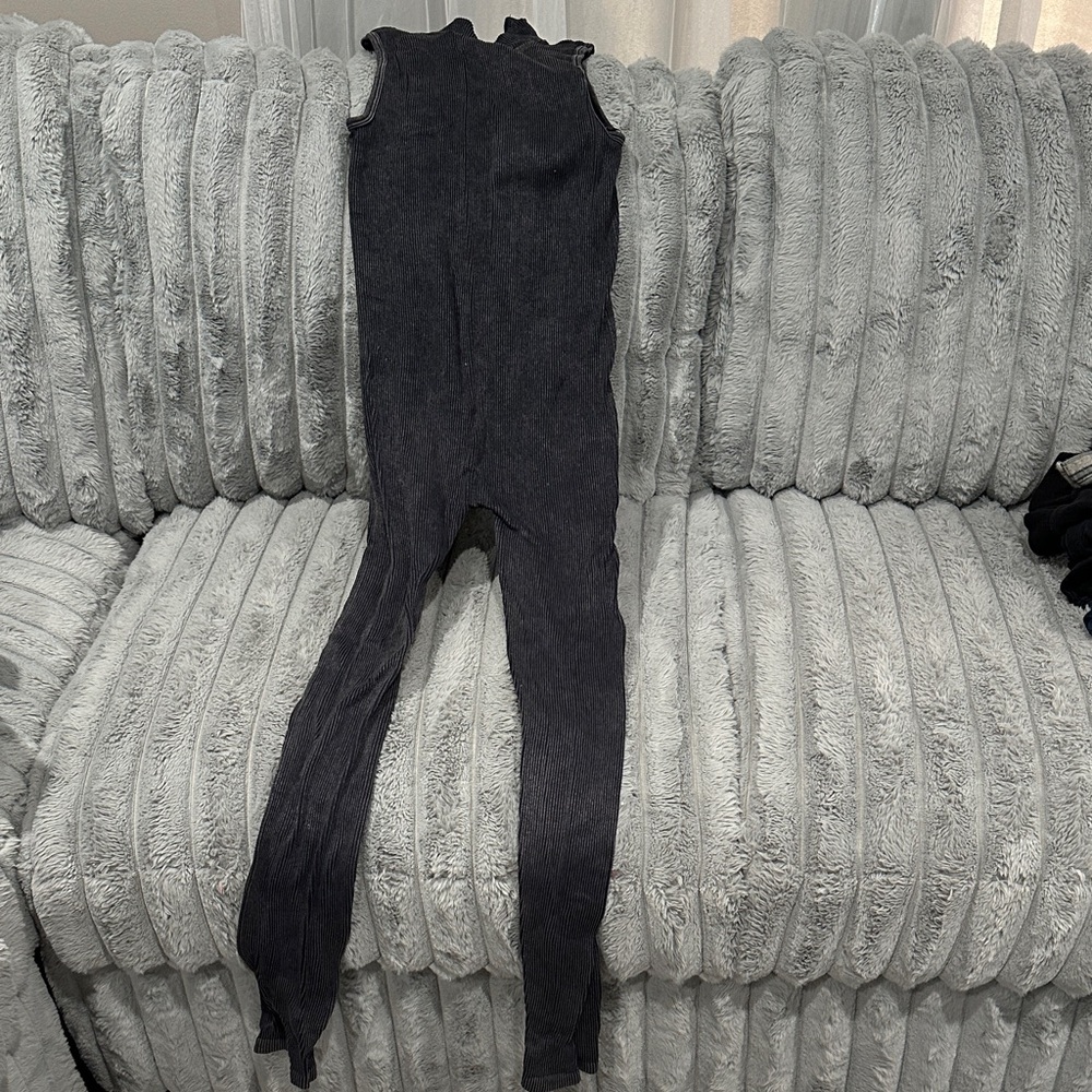 Forever 21 Black Ribbed Sleeveless Jumpsuit